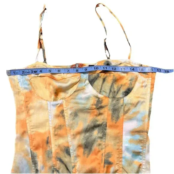 Pretty Little Thing Camisole Bustier Retro Multicolor Crop Top Party Clubwear - Picture 3 of 7